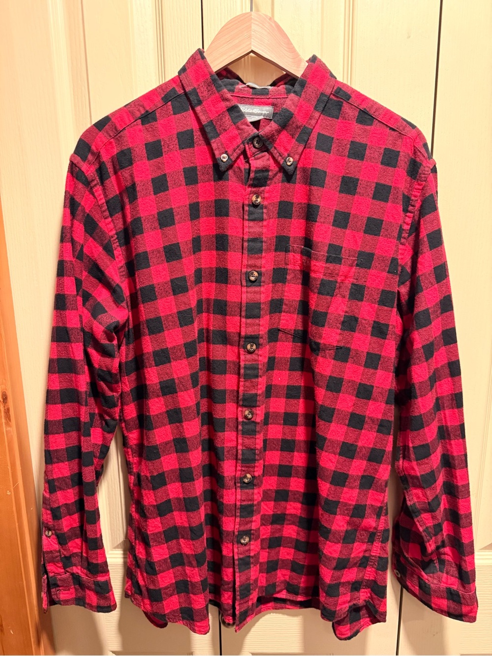 Eddie Bauer Red and Black Buffalo Plaid Button-Down Shirt